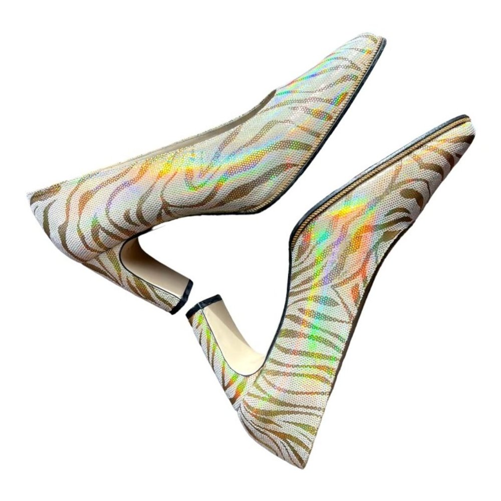 Sergio Zelcer Iridescent Zebra Print Heels
